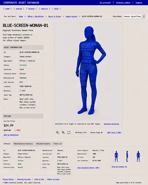 ITEM #233, BLUE-SCREEN-WOMAN-01 by don't Buy