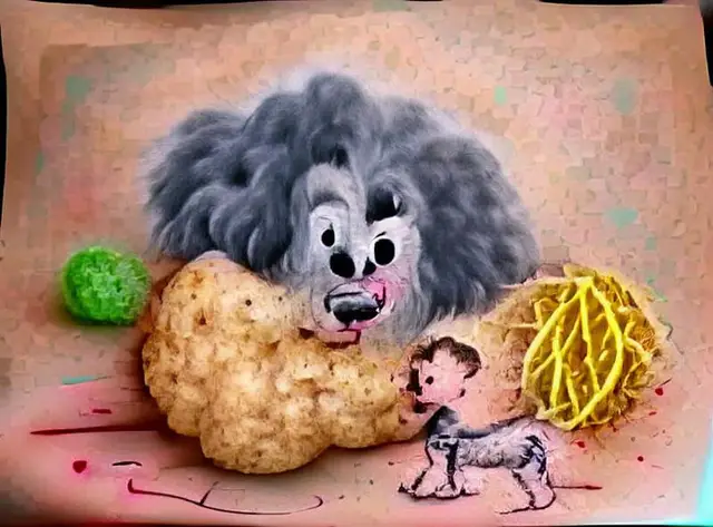 A tater to eating a boy's poodle. by Gene Kogan