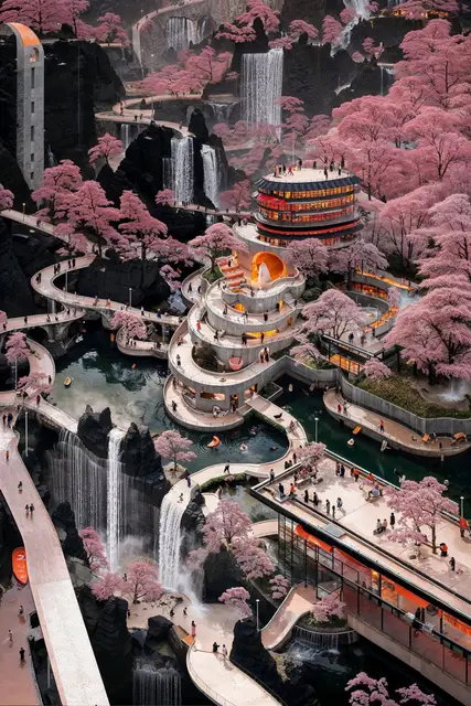 楼台依山瀑 (#19) by Niceaunties