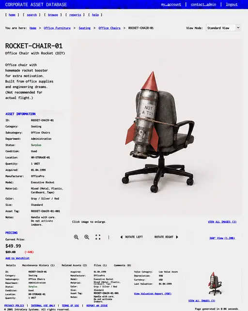 ITEM #296, ROCKET-CHAIR-01 by don't Buy