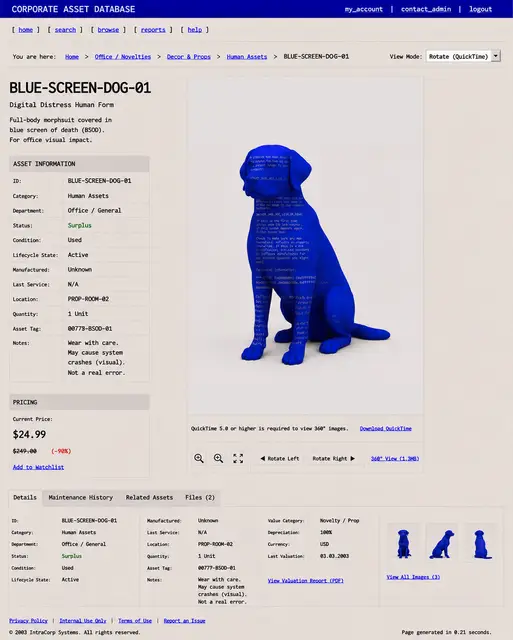 ITEM #232, BLUE-SCREEN-DOG-01 by don't Buy