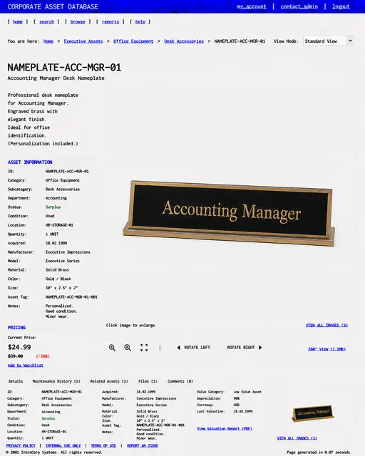 ITEM #281, NAMEPLATE-ACC-MGR-01 by don't Buy