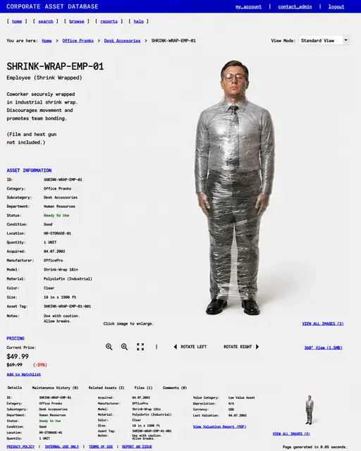 ITEM #304, SHRINK-WRAP-EMP-01 by don't Buy