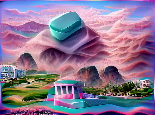 A vaporwave landscape by Gene Kogan
